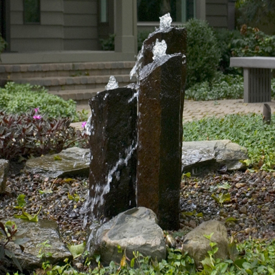 58062 Natural Mongolian Basalt Stone Fountain Columns - Set of 3